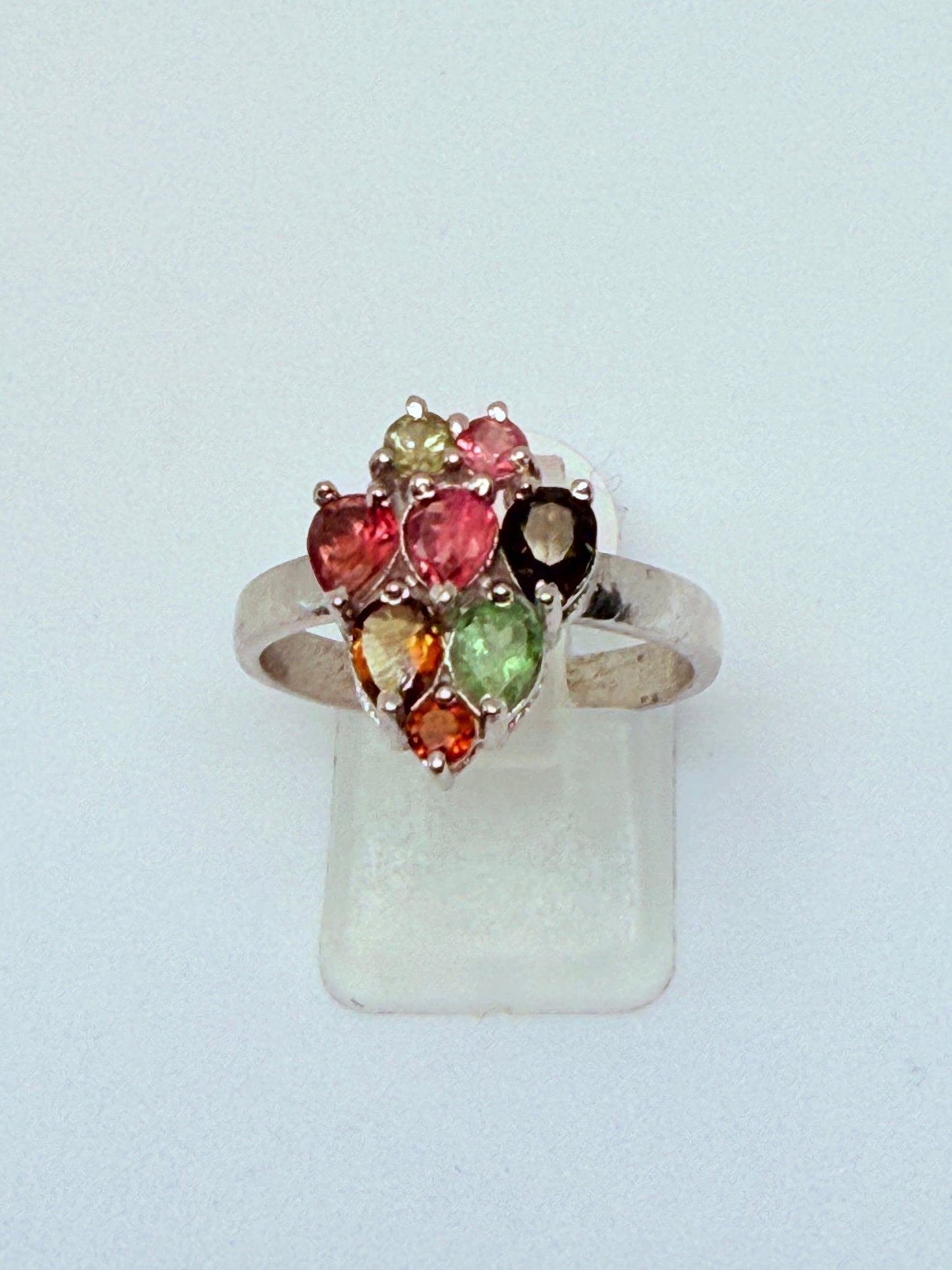 Anello in argento 925 con tormaline multicolor