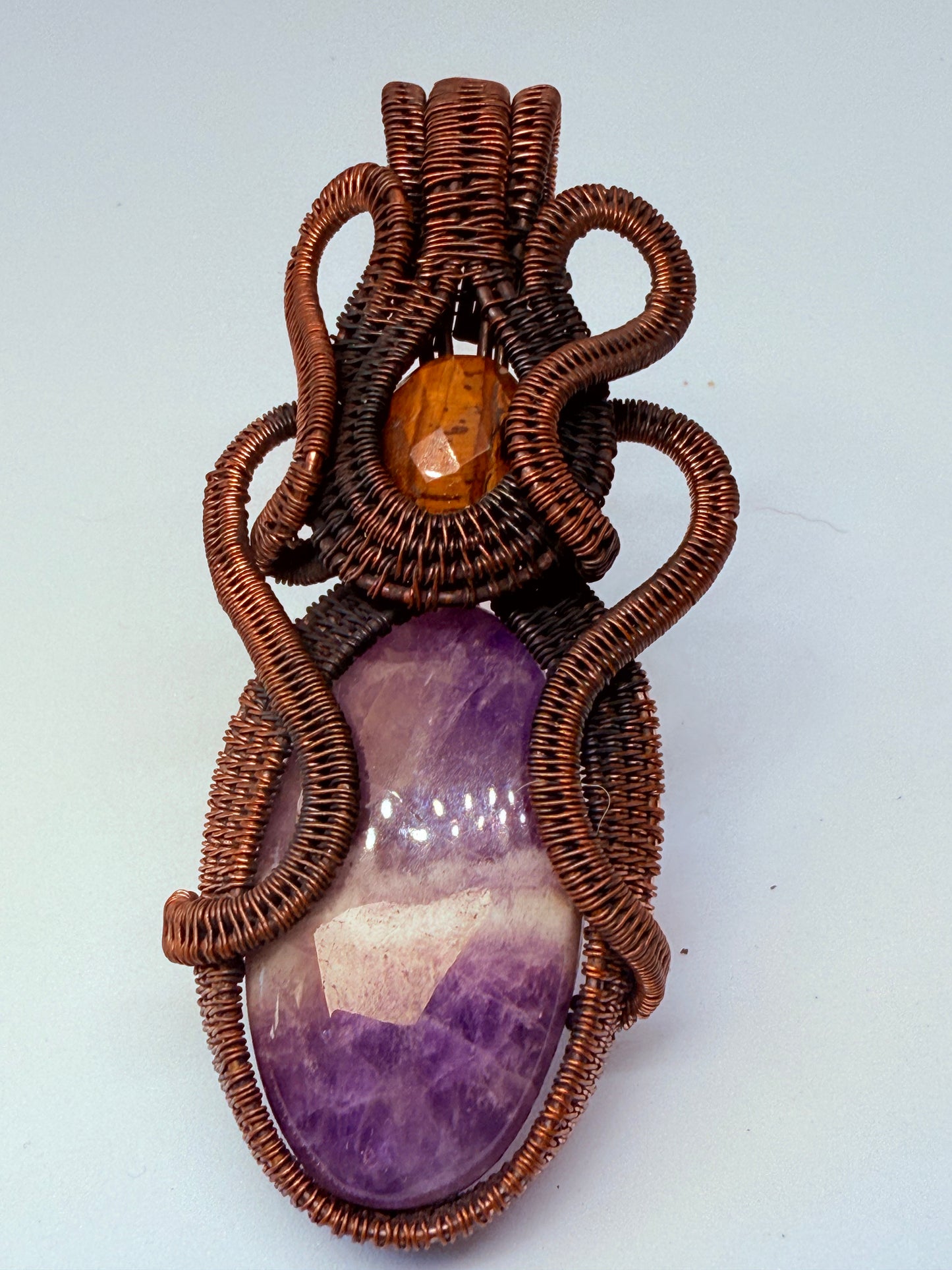 Pendente con occhio di tigre e ametista