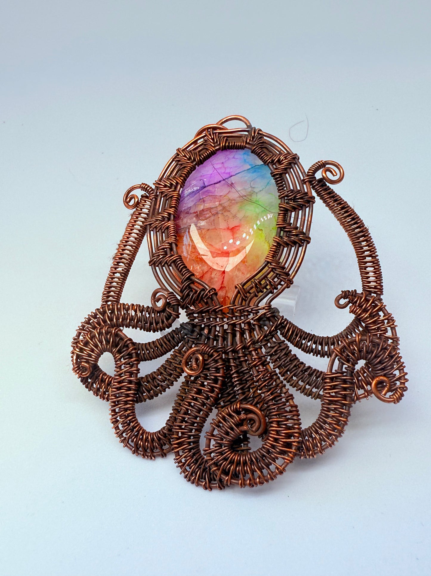Rainbow Quartz Octopus Pendant