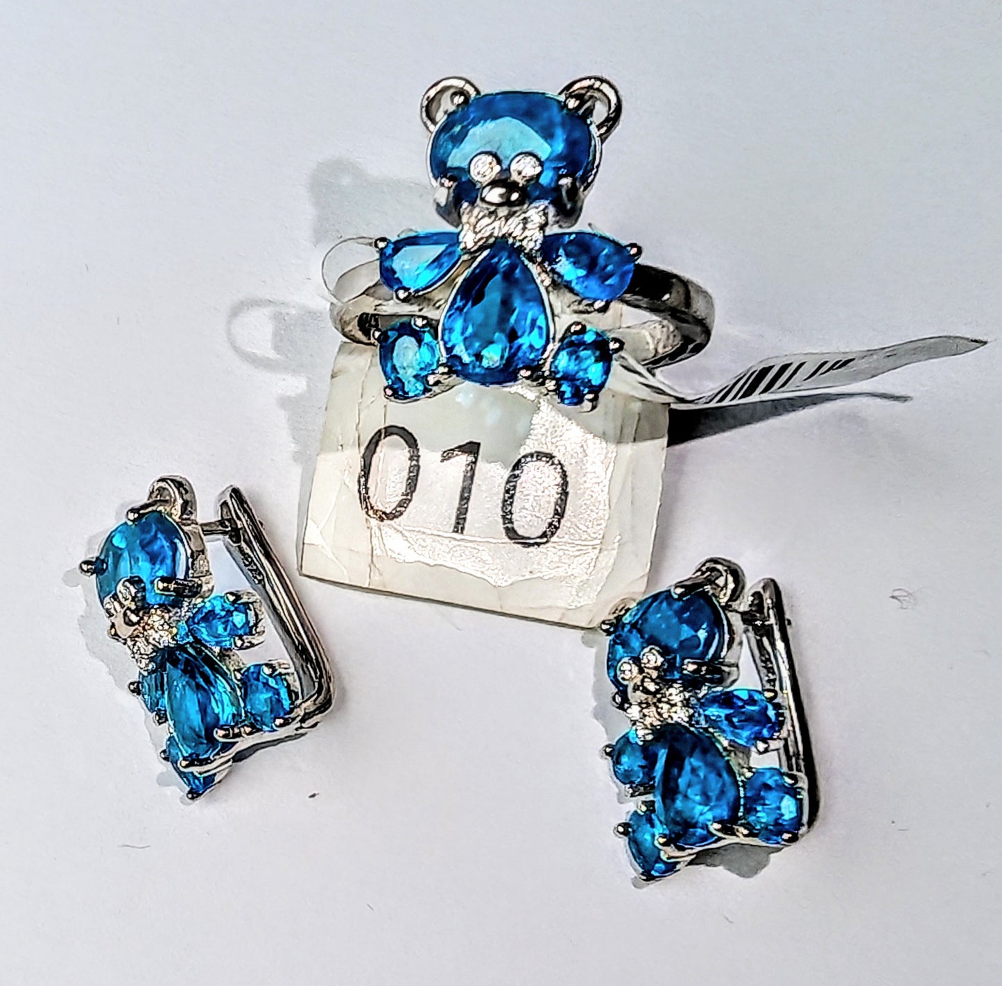 Set anello e orecchini in argento 925 con apatite