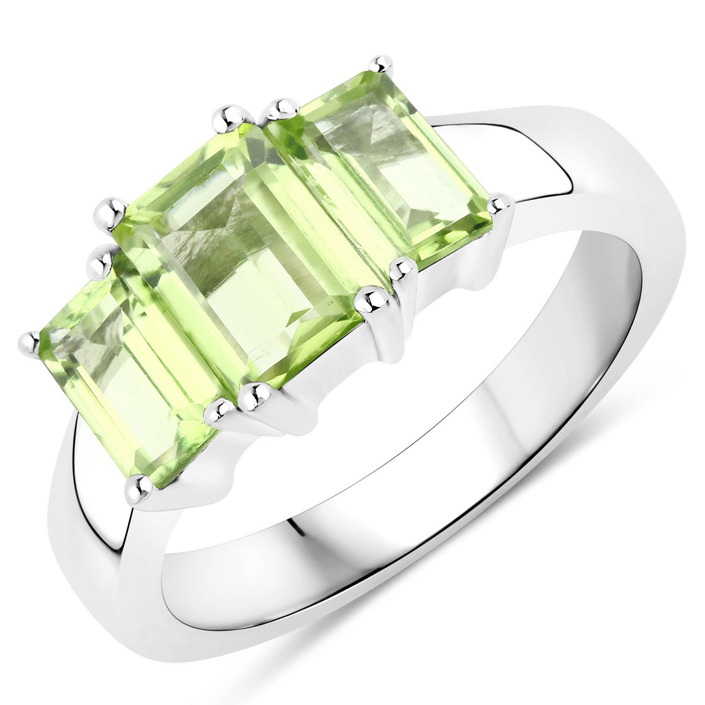 Anello in argento 925 Trilogy 2.10 carati di peridoto