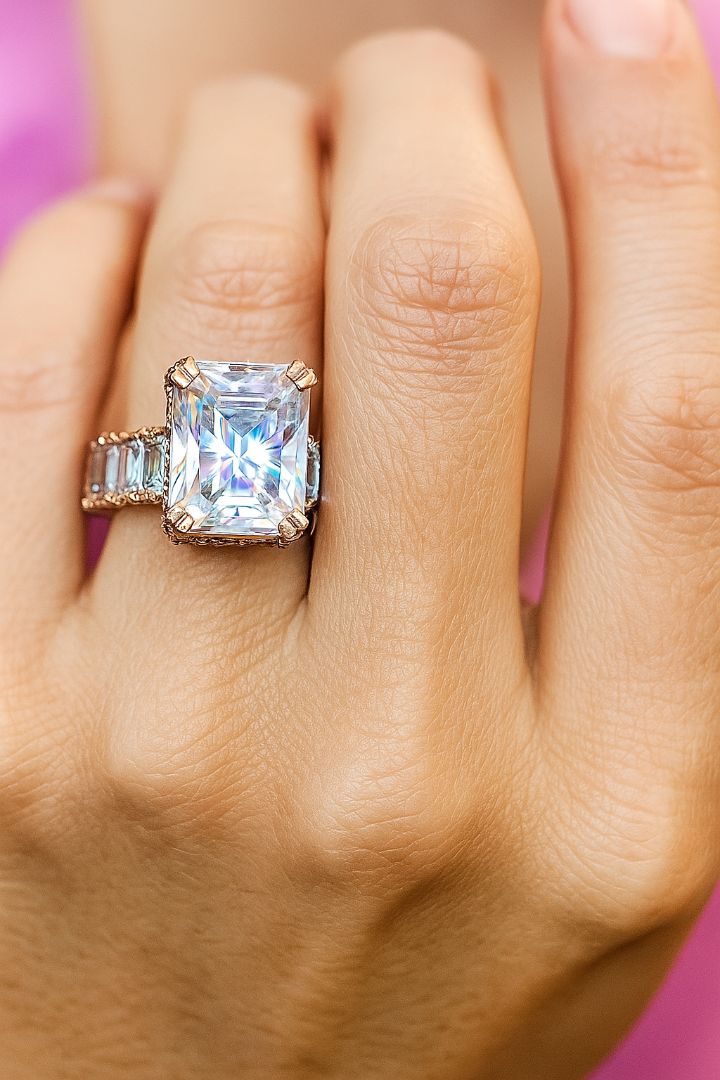 Anello in argento 925 con moissaniti gray