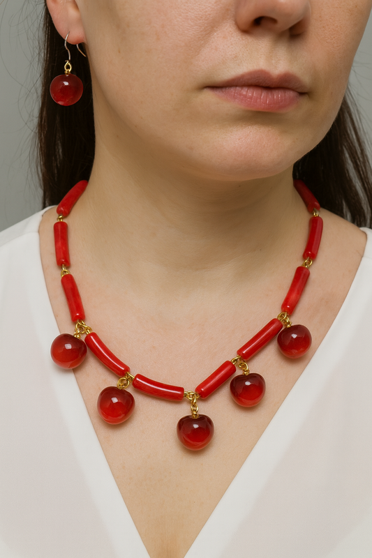 set collana e orecchini in resina