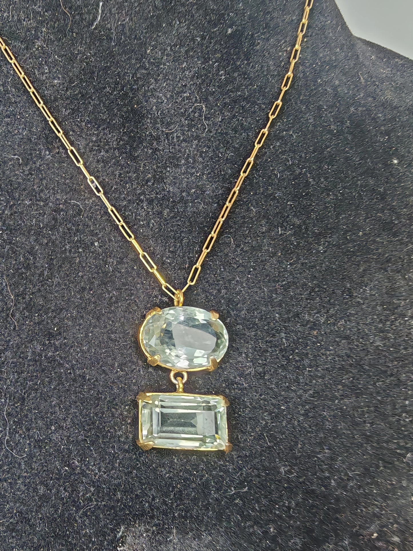 Collana in argento 925 placcata oro 18kt con prasioliti