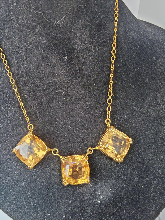 Collana in argento 925 placcata oro 18kt con citrini