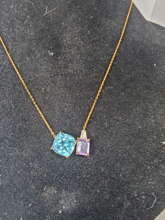 Collana in argento 925 con topazio e ametista