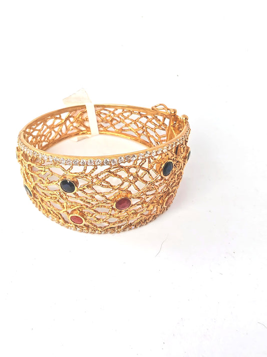 Bracciale in argento 925 placcato oro 18kt con diamanti e zaffri multicolor