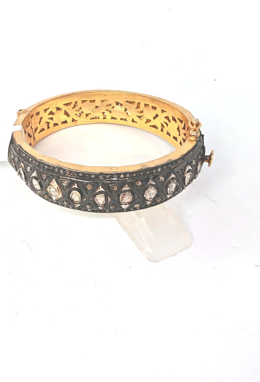 Bracciale in argento 925 placcato oro 18kt con diamanti naturali