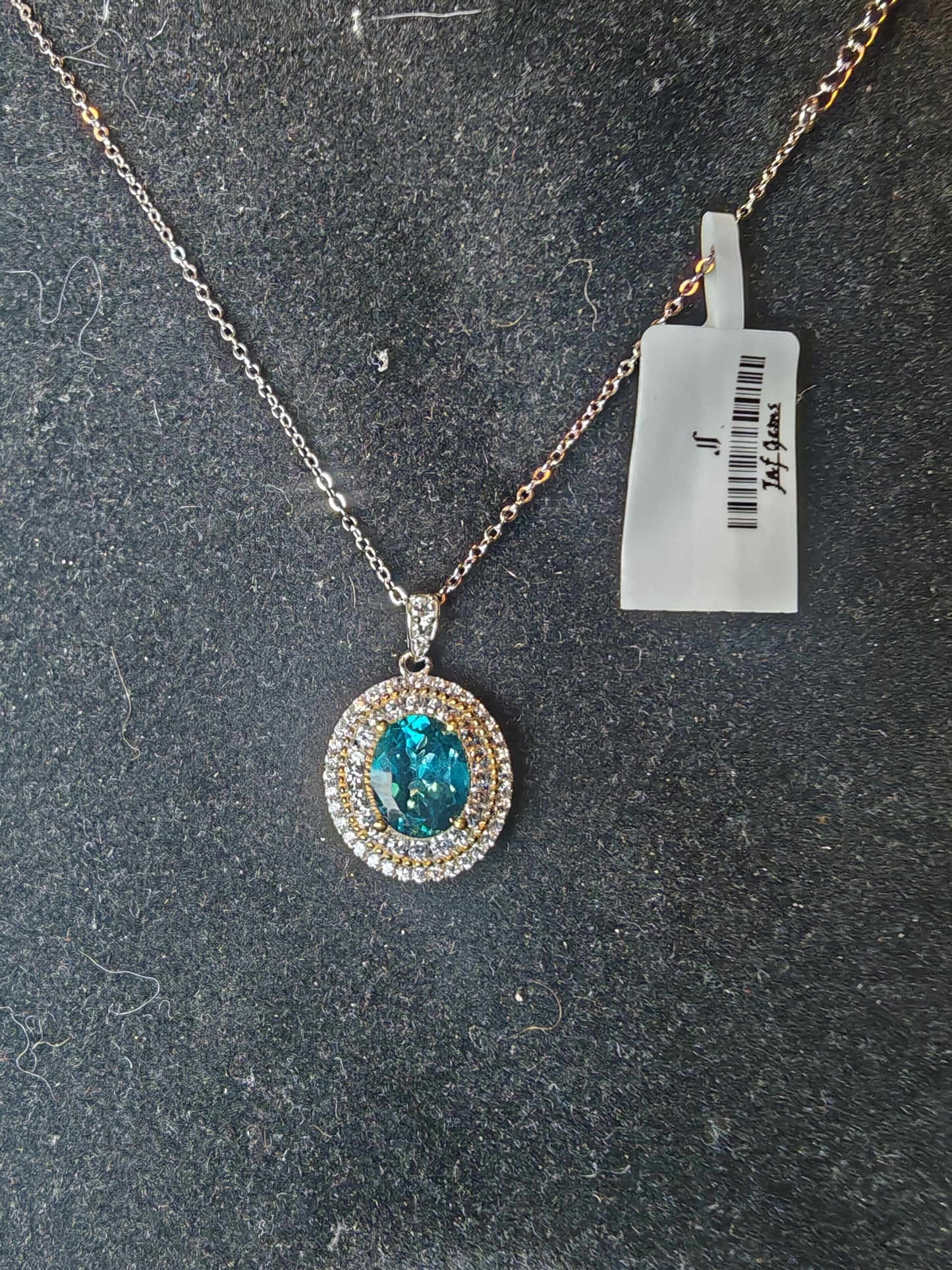 Collana in argento 925 con pendente di topazio blu london