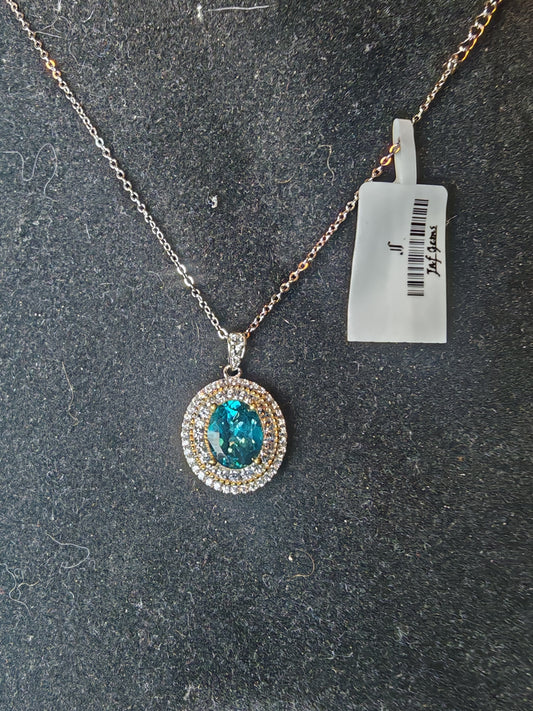 Collana in argento 925 con pendente di topazio blu london