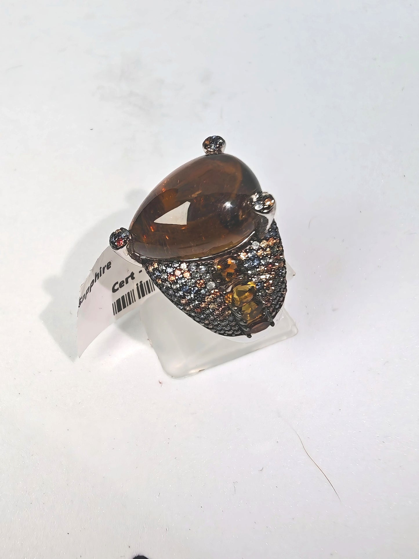 Anello in argento 925 con tormaline e zaffiri (certificato)