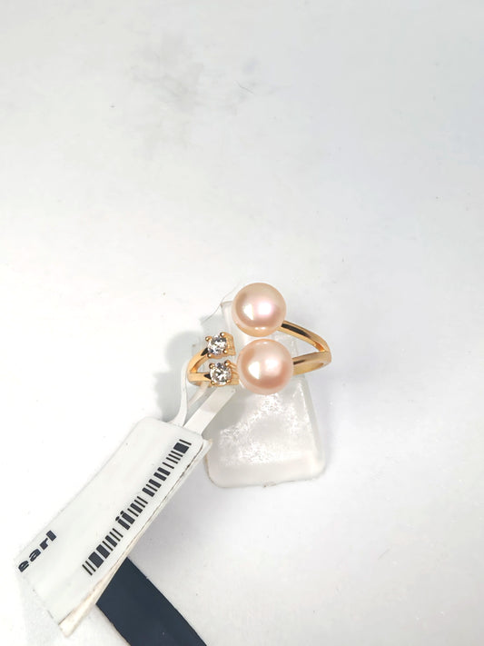 Anello in argento 925 placcato oro 18kt con perle di acqua dolce