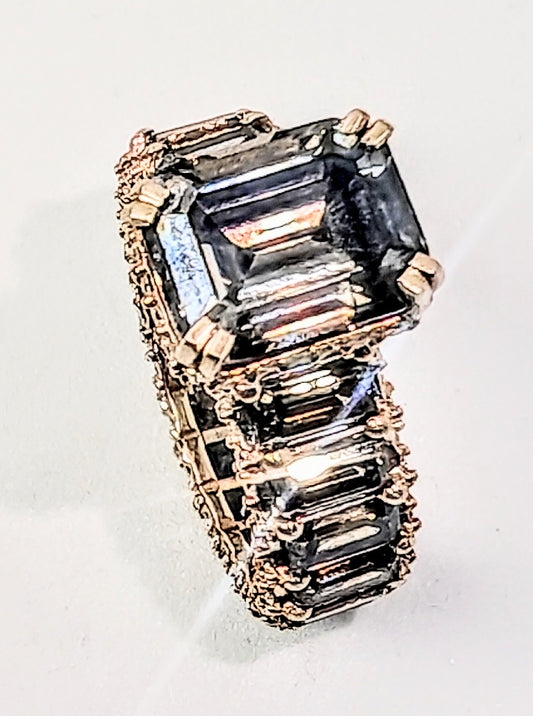 Anello in argento 925 con moissaniti gray