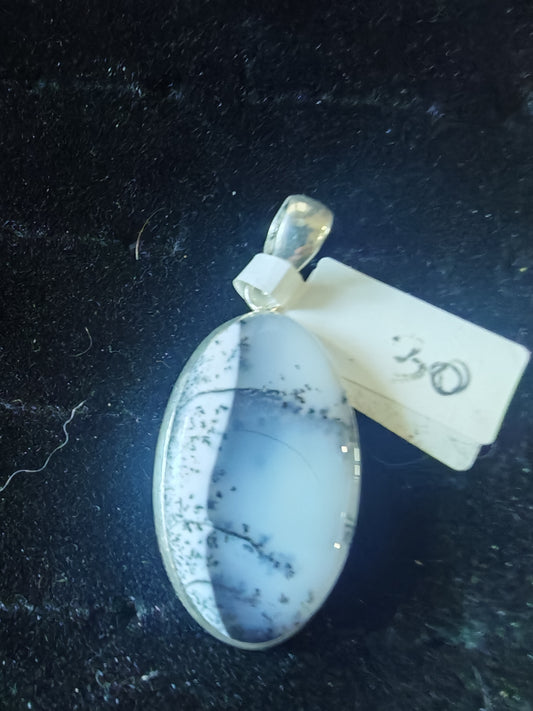 Ciondolo in argento 925 con agata dendritica