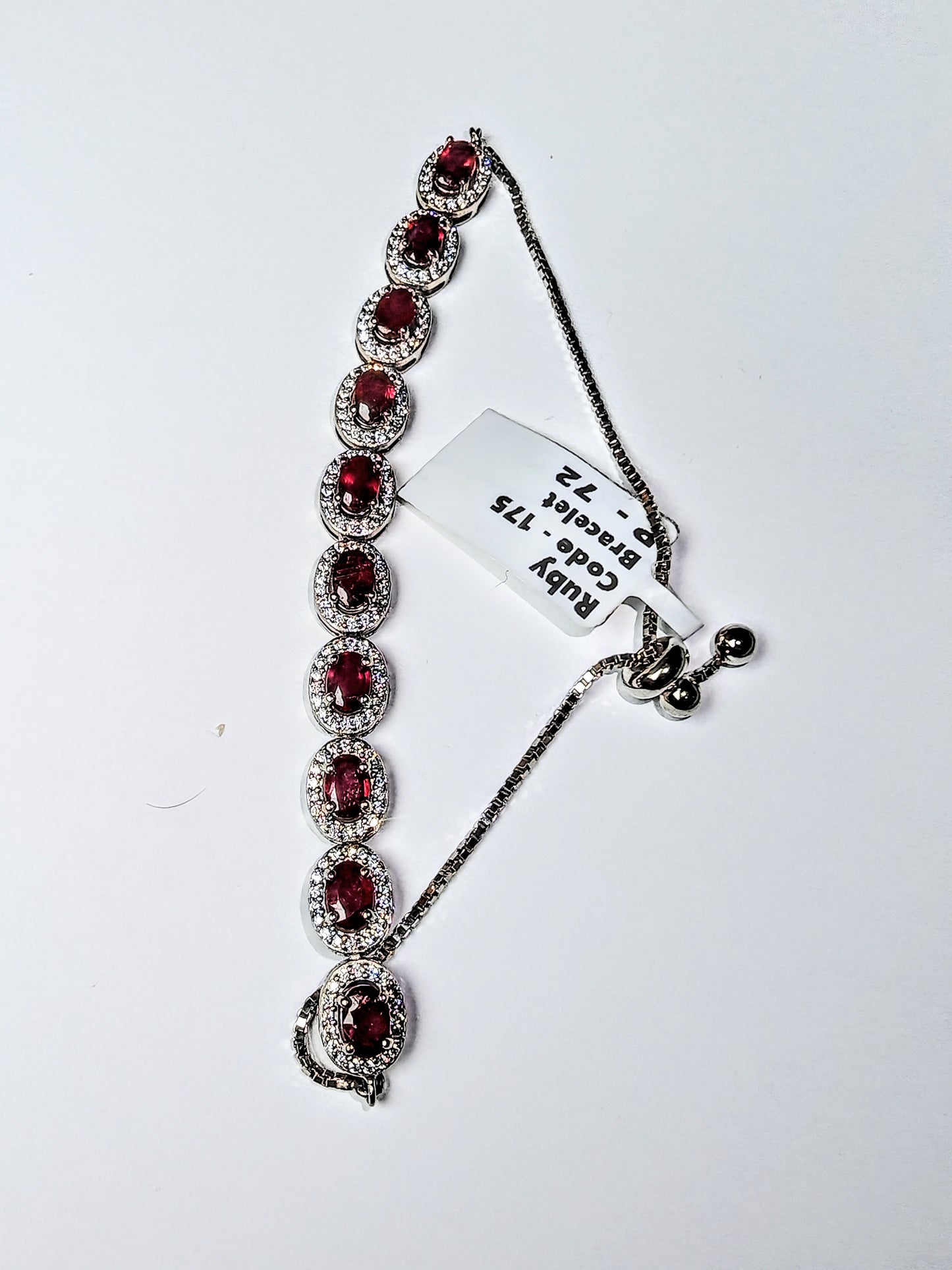 Bracciale in argento 925 a strozzo con rubini