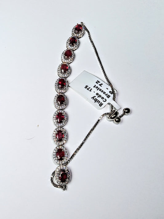 Bracciale in argento 925 a strozzo con rubini