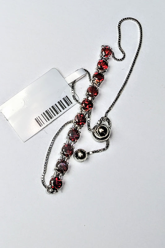 Bracciale in argento 925 a strozzo con granati