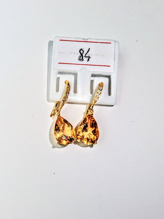 Orecchini n argento 925 placcato oro 18kt con citrini