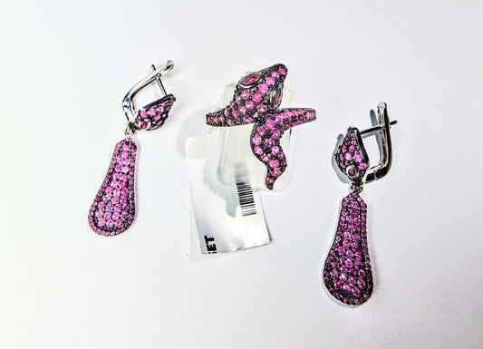Set in argento 925 con zaffiri pink