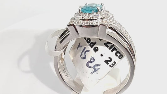 Anello in argento 925 con Zircone blu e zirconi